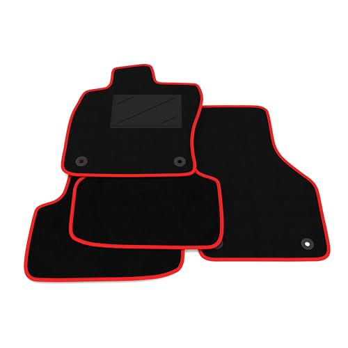 Kit Floor Mats Compatible with Skoda Octavia 3 2013-2020 | Carpeted Carpet Set, Custom Carpet, red Border