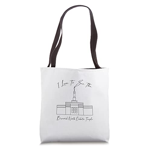 Bismarck ND Temple, I love to see my temple, calligraphy Tote Bag