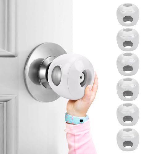 Baby Safety Door Knob Covers 6 Pack Baby Safety Door Handle Protector Child Proof Door Knobs Door Safety for Kids Universal Fit Easy Grip Lockable Design One Hand Operation for Parents No Tools Needed