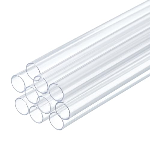 uxcell 10 Pcs Clear Plastic Rigid Tubing 7mm ID x 8mm OD, 0.5 Meters Length Round Polycarbonate Tubing for Aquarium Water Pipe, Water Cooling System, Plumbing
