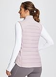 BALEAF Women's Lightweight Warm Puffer Vest Running Winter Hybrid Sleeveless Quilted Water Resistant Jacket Light Purple M