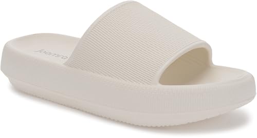 Joomra House Slippers for Women Mens Foam Pillow Shower Bath Bathroom Home Platform Sandals Slipers Cushion Cloud Slides for Ladies Female Male Sandles Beige 39-40