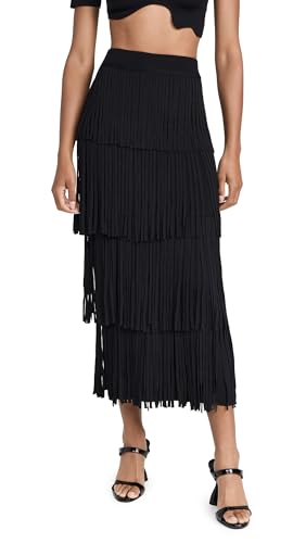 SIMONMILLER Women's Za Za Knit Fringe Skirt, Black, S