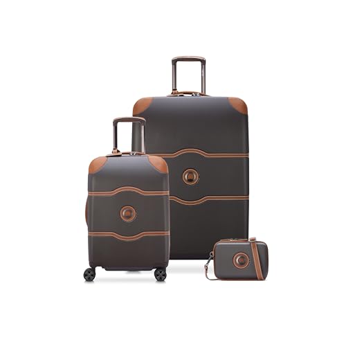 DELSEY Paris Chatelet Air 2.0 Hardside Luggage with Spinner Wheels, Chocolate Brown, 3 Piece Set (20/28/Crossbody)