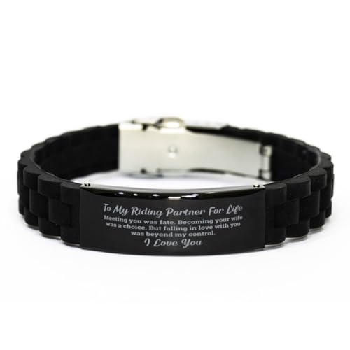 CHERLINKS To My Riding Partner For Life Bracelet - Meeting You Was Fate - Birthday Christmas Engagement Wedding Valentines Day Couple Gifts For Men Women, Engraved