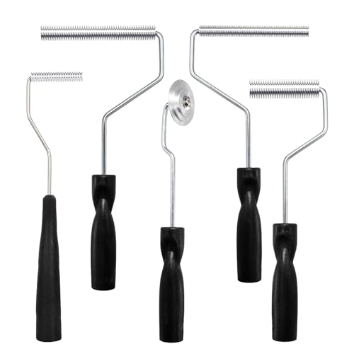 YOUEON 5 Pcs Fiberglass Roller Tools Kit, Fiberglass Laminating Rollers with Aluminum Head, Resin Laminating Roller Set for Mold, Composite Projects, Tub, Boat Repair
