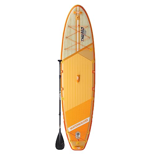 THURSO SURF Inflatable Stand Up Paddle Board All-Around SUP Waterwalker 126 10'6×31''×6'' Deluxe Package | Carbon Shaft Paddle | Roller Backpack | Dual Chamber Pump | Coiled Leash (Tangerine)
