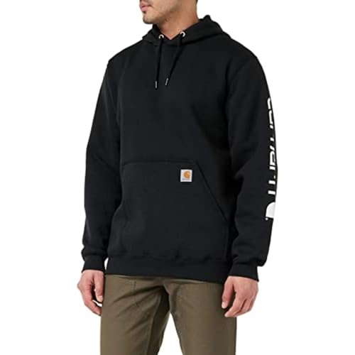 Carhartt Men's Loose Fit Midweight Logo Sleeve Graphic Sweatshirt (Also Available in Big & Tall), Black, Large