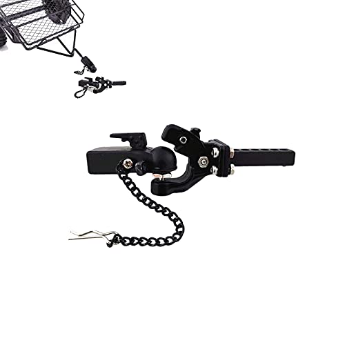 HeyMi Metal Hitch Trailer Hook Ball Buckle Simulation Link Component Suitable for Scx10 90046 Traxxas Trx4 110 RC Car, Trailer Tow Hitch Tow Hook Drop (Hook + Coupler), Black