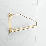 Folding Wall Mounted Clothes Hanger Rack Clothes Hook Solid Brass with Swing Arm Holder Clothing Hanging System Closet Storage Organizer Heavy Duty Drying Rack Wall Mount,Brushed Gold