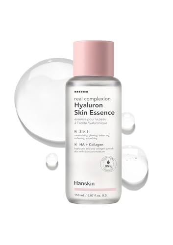 Hanskin Real Complexion Hyaluronic Skin Essence, Hydrating Toner for Dry, Dull, Sensitive Skin - Hyaluronic Acid Collagen Moisturizing Purifying Paraben-Free Korean Skincare for Face [5.07 fl. oz.]