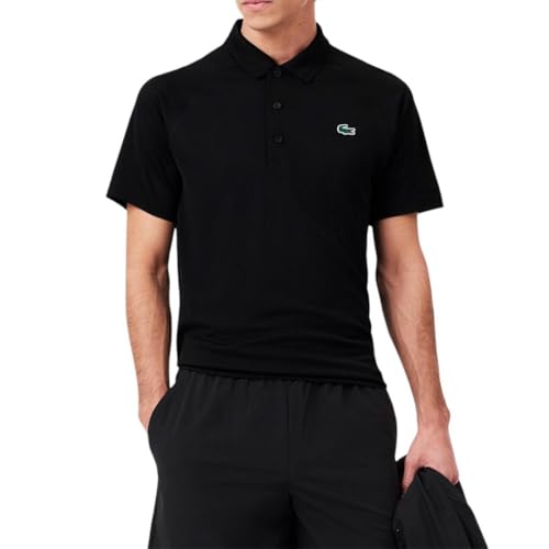 Lacoste Men's Sport Regular Fit UV Protect Polo Shirt, Black, Large