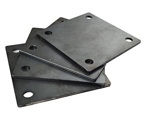 Jikacok 4-inch Steel Plate with Holes. 4 PCS 4"x4"Steel Plate Made from Premium 9 Gauge A36 Hot Rolled Mild Steel. Laser Cut Metal Plate with Smooth Edges. Weldable & Paintable Steel Plates.