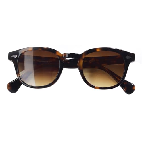 EAREADA Men's Retro Acetate Round Sunglasses Johnny Depp Sun Style Polarized Lens Glasses Colorful Eyewear (TortoiseBrown fade), 47-23-145