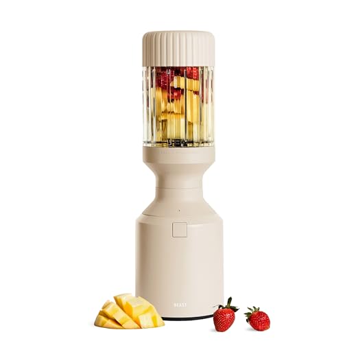 Beast Mega 1200 | Premium Countertop Blender | Smoothies, Shakes, Sauces, Dips, Soups | Blends Ice and Frozen Fruit | Includes Extra Lids and Straw System | 1200W | (Sand, 120V)