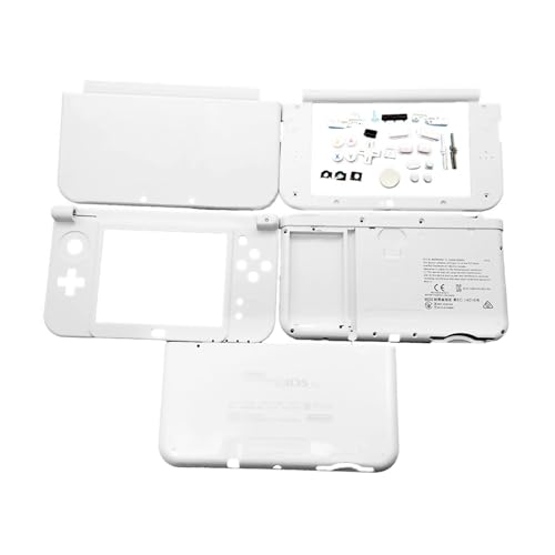 White Color New 3DSLL 3DSXL Complete Housing Case Enclosure Shells Replacement, for New 3DS New3DS XL LL New3DSXL Consoles, Top/Bottom Faceplate Cover Plates Buttons Screws Plugs Full Set