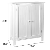 ZENY Bathroom Floor Storage Cabinet with Double Door + Adjustable Shelf, Wooden Organizer Cabinet for Living Room, Bathroom, Bedroom, Modern Home Furniture (White)