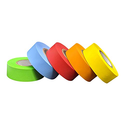 Science Lab Labeling Tape Variety Pack, 500 Inches Long x 3/4 Inch Width, 1 Inch Diameter Core [5 Rolls of Assorted Colors] for Color Coding and Marking