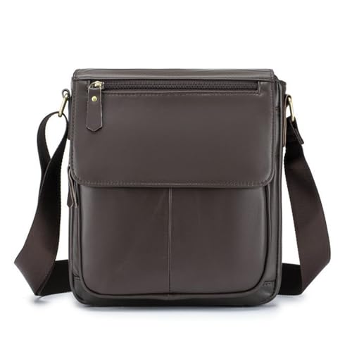 Henmifyer Genuine Leather Messenger Crossbody Shoulder Bag for Men, Man Purse Satchel Travel Handbag Work Business (Coffee)