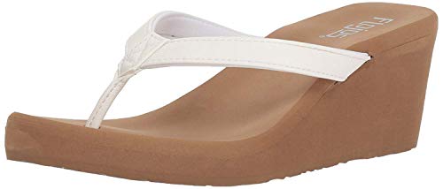 Flojos Women's Olivia Flip-Flop, White/Tan, 7