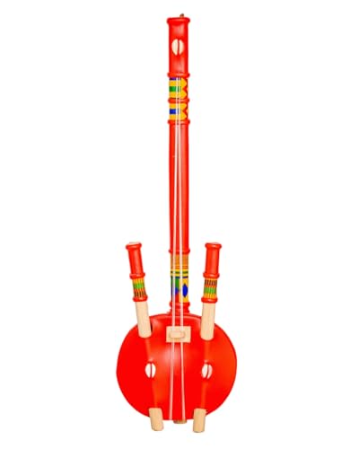 Handmade In Ghana Authentic Calabash Gourd Red Kologo Wooden Traditional Miniature Guitar Toy Musical Instrument Decor Piece (M)