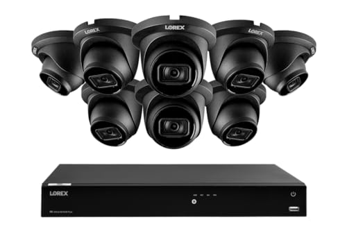 Lorex 4K 8MP 16-Camera Capable (Wired or Fusion Wi-Fi) 4TB PoE NVR System with 8 IP Dome Cameras - Color Night Vision, Smart Motion Detection (Person/Vehicle), IP67, Listen-in Audio (Black)