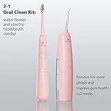 2-1 Oral Clean Kit- Water Dental flosser & Electric Toothbrush Combo- Brushing & Flossing- for Teeth Cleaning and Gum Health (Pink)