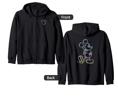 Disney Mickey and Friends Mickey Neon Outline Front & Back Zip Hoodie