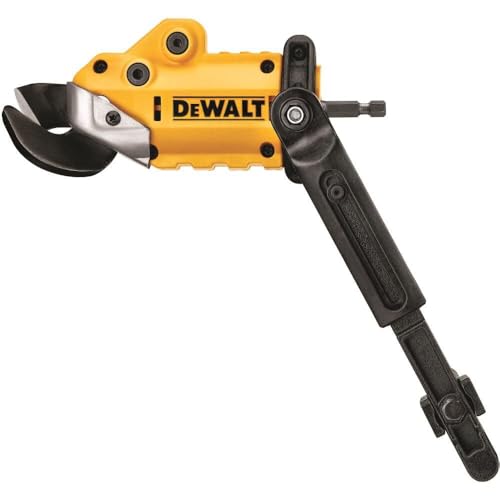 DEWALT Metal Shear/Cutter Drill Attachment, Impact Ready, 360 Degree Pivoting Head, Cuts 18GA Material (DWASHRIR)(Yellow, Black)