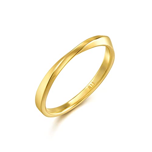 CHOW SANG SANG Dazzling Mirror Gold 999 24K Solid Gold Price-by-Weight 2.24g Gold Mobius Strips, Endless love Hoop Ring for Women 93863R | Our Size 15 / US 7