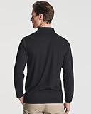 Real Essentials Pack of 3 Mens Cotton Jersey Long Sleeve Active Polo Casual Performance Golf Quick Dry Shirts, Classic Pullover, Camisas Hombre Dress, Knit Slim Athletic T-Shirts - Set 8, Large