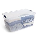 Rubbermaid Cleverstore 95 Quart Clear Stackable Large Plastic Storage Containers with Lids for Office and Home Organization, Clear (4 Pack)