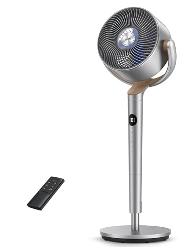 Dreo Standing Fan, 120°+120°Omni-directional Oscillating Fan For Bedroom, 85 ft Circulator With Remote, DC Motor Quiet Pedestal Fans, Adjustable Height, 8 Speeds, 3 Modes, 8H Timer, Home, PolyFan 502