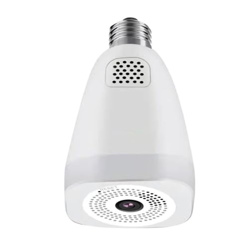Hmirc 3MP Light Bulb Security Wi-Fi Camera, Full HD 360° Panorami Wireless Security Bulb Cameras with Motion Detection Tracking, 2-Way Talk, Color Night Vision