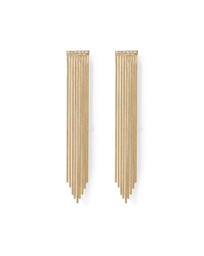 PAVOI 14K Gold Plated Long Tassel Dangle Earrings for Women | Elegant Rhinestone Chain Chandelier Drop Earrings | Statement Jewelry (Bar, Yellow Gold)