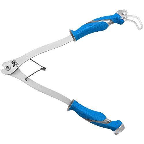 Cuda 10.5-Inch Fish Hook Steel Wire Cutter with Locking Spring-Action Handles, Blue, (18178)