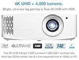 Optoma UHD38x Bright, True 4K UHD Gaming Projector | 4000 Lumens | 4.2ms Response Time at 1080p with Enhanced Gaming Mode | Lowest Input Lag on 4K Projector | 240Hz Refresh Rate | HDR10 & HLG, White