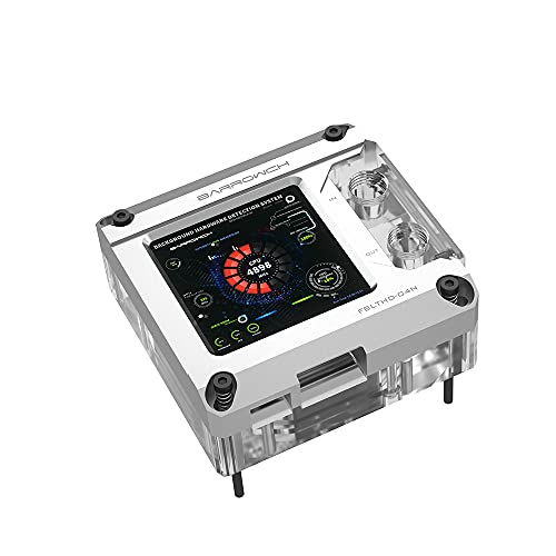 Barrow AIDA64 Temperature Monitoring Secondary Screen CPU Water Cooling Block for Intel LGA 115X X99 X299 (Transparent Silver, 3.6" x 2.9" x 1.5")