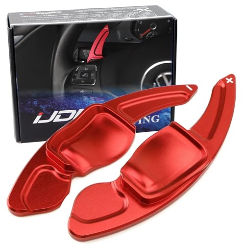 iJDMTOY Red CNC Billet Aluminum Larger Paddle Shifter Extensions Compatible with Volkswagen MK6 Golf CC Beetle Jetta