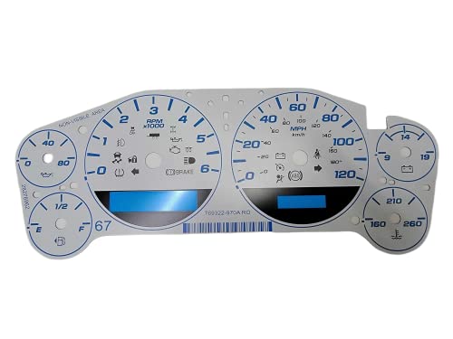 Tanin Auto Electronix Custom White Gauge Face Overlay | Fits 2007-2013 GMC & Chevy Truck Instrument Cluster Speedometer | 6 Gauges | Overlay Only
