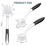 SetSail Dish Brush Set of 3 with Bottle Brush, Dish Scrub Brush with Long Handle Deep Cleaning Handle Brush with Scraper Tip for Kitchen Sink Dishes Bottle Cup Pot and Pans Tile Lines, Black