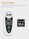 Honey Refractometer, 0-95% Range Digital Brix Meter, ±0.1% Precision, ATC, Rechargeable, for Fruit, Maple Syrup, Wine & Sugary Drinks