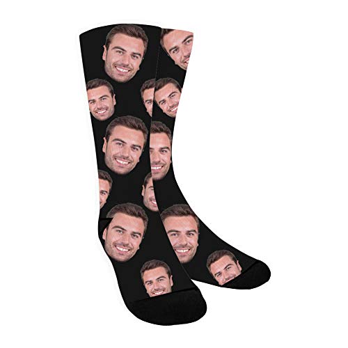 ShineSand Custom Face Socks with Picture, Personalized Socks with Photo Customized Unisex Funny Crew Sock Gifts for Men Women