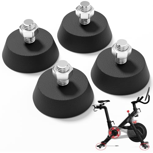 (4 Pack)Upgrade Stainless Steel 3/8" Leveling Screws, for Peloton Exercise Bike Support Foot Pad, Anti-Slip Shock-Absorbing, Sound-Proof Rubber Spin Bike Foot Pads, for Peloton Bike Replacement Parts