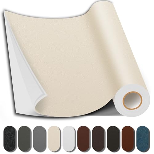 Shagoom Leather Repair Patch, 17X79 Inch Repair Patch Self Adhesive Waterproof, DIY Large Vinyl Patches for Couches, Furniture, Kitchen Cabinets, Wall （Beige, 17X79 Inch）