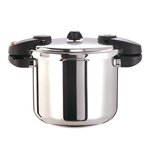 Buffalo Pressure Cooker 8 Qt Stainless Steel - Small Canning Pot with Lid for Home, Commercial Use - Easy to Clean Stove Top Pressure Canner, Can Cooker - SG Certificate QCP408