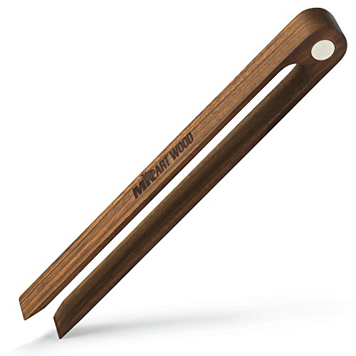 Magnetic Walnut Wooden Toaster Tongs | 8.7-Inch Kitchen Tongs for Cooking, Bread, Bacon, Bagels, and Muffins | Non-Toxic Design, A Durable Alternative to Bamboo, Perfect for Toaster, BBQ, and Grilling