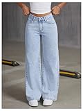 Floerns Women's Bowknot Embroidery Jeans Y2k Straight Leg Boyfriend Denim Pants Light Wash 27