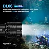 Wurkkos Diving Flashlight DL06 Max 15000 Lumen Scuba Dive Light, 100°Beam Angle Diving Light with 6 LED, IPX8 Waterproof Dive Torch 100m Underwater Flashlight Cold White(6000K)