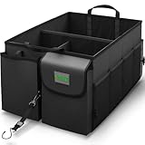 Drive Auto Car Trunk Organizer - Collapsible, Multi-Compartment Automotive SUV Car Organizer for Storage w/Adjustable Straps - Truck & Car Accessories for Women and Men - Black